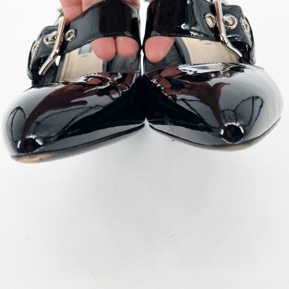 Prada Black Patent Leather Pointed Toe Mary Jane Strap Slingback Heel IT 40 - Picture 6 of 13